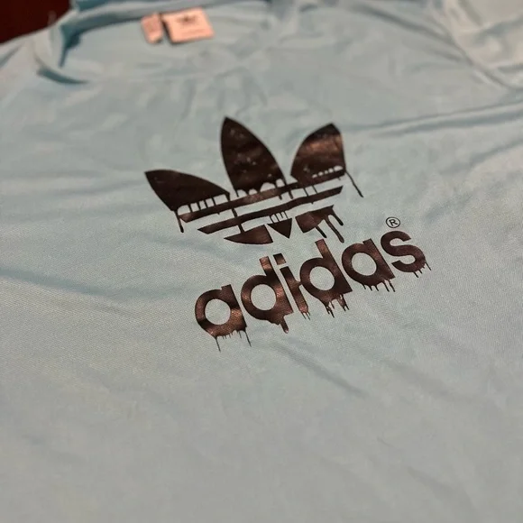 Adidas Baby Blue Trefoil Drip Logo T-Shirt Y2K Sreetwear Casual Tee Men’s 2XL - Picture 2 of 5